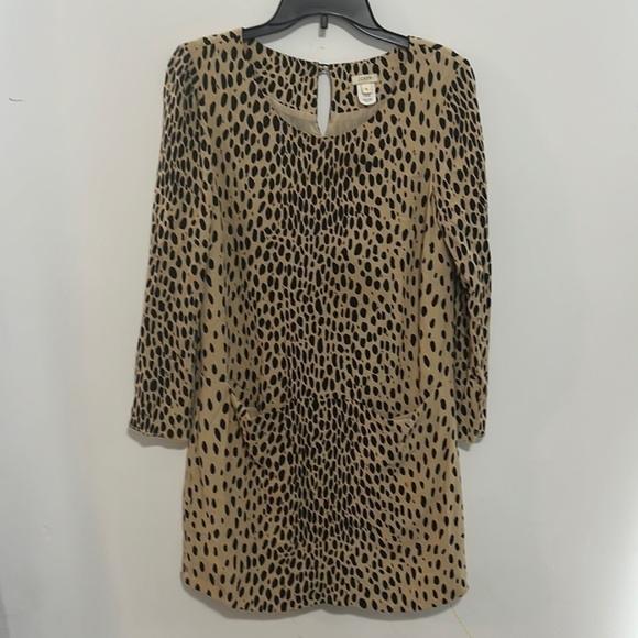 J.crew Short Mini Animal Print Dress Long 3/4” Sleeves Size 6 - Picture 1 of 11